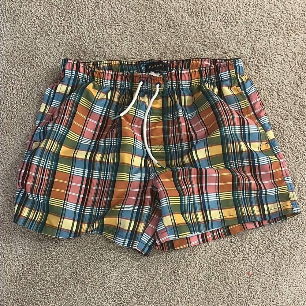 Piombo Colorful Plaid Athletic Shorts